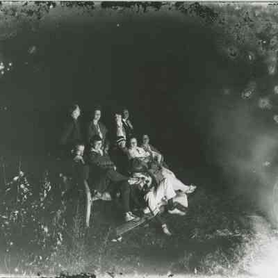 Group of young people at a campfire