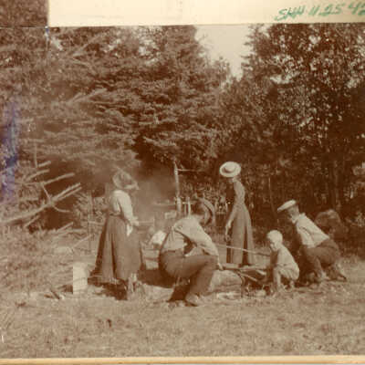 Family at a campfire