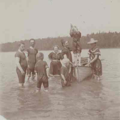 Seiberling family swimming in Lake Huron