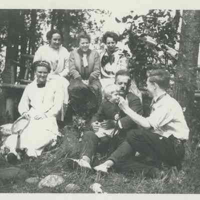 Group of people in rustic setting
