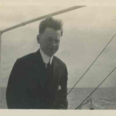 Young man on board ship