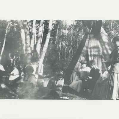 Group of young people at a campsite