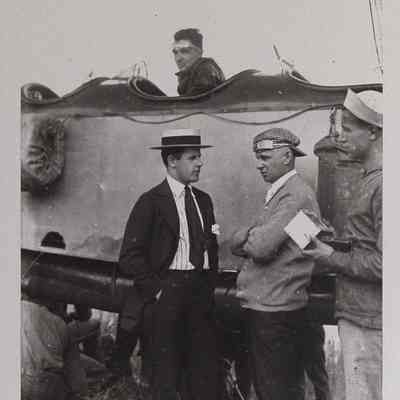 Men preparing for dirigible test flight