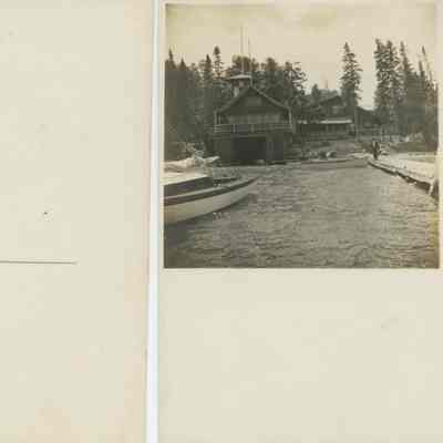 Cedar Lodge Main Cabin and Boathouse on a postcard