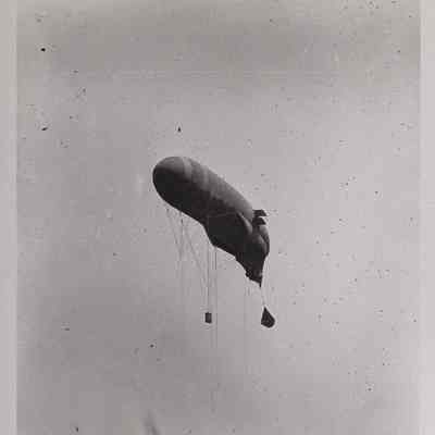 Distant side view of an observation balloon in the air