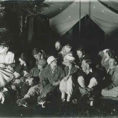 Group of young people at a campsite
