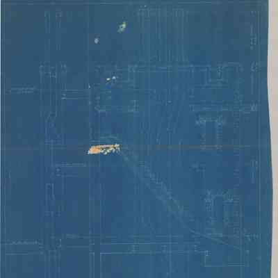 Blueprint: Tower Stairs and chimney on South Wall elevations and sections