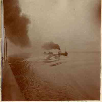 Boats passing on Lake Huron