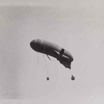 Distant side view of an observation balloon in the air