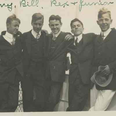 Young men on the boat to Cedar Lodge