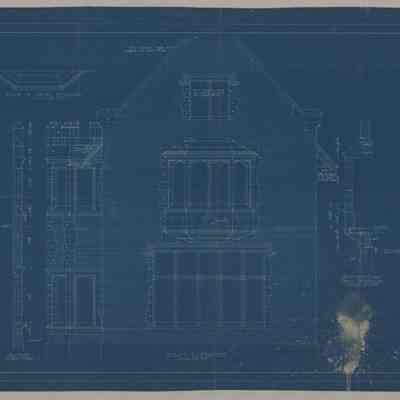 Blueprint: Dining Room, Boys Room D, and Library windows details