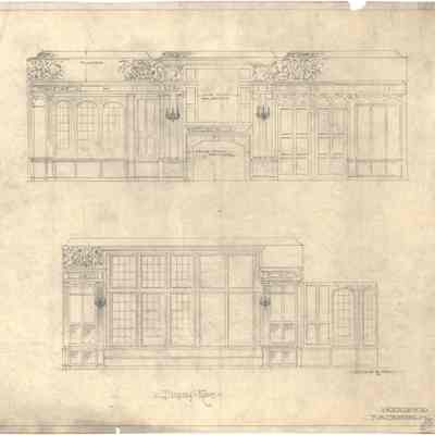 Drawing: Dining Room north and west concept elevations