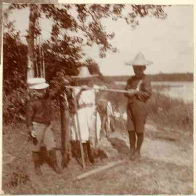 Children with a big catch