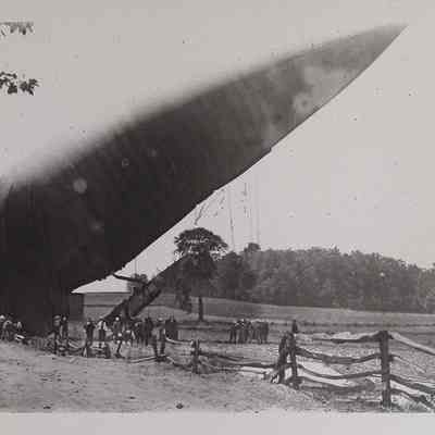 Dirigible crashing in a field