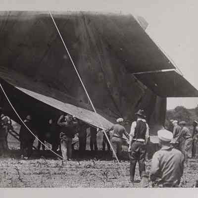 Dirigible crashing in a field