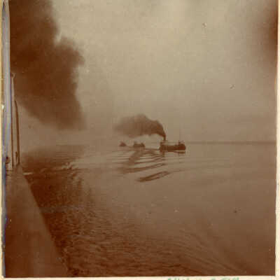Boats passing on Lake Huron