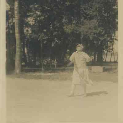 Gertrude Seiberling playing tennis