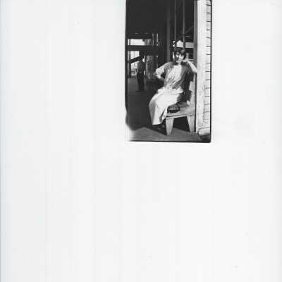 Louise Linn in front of Linn's Restaurant