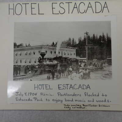 Train in front of Hotel Estacada 1935