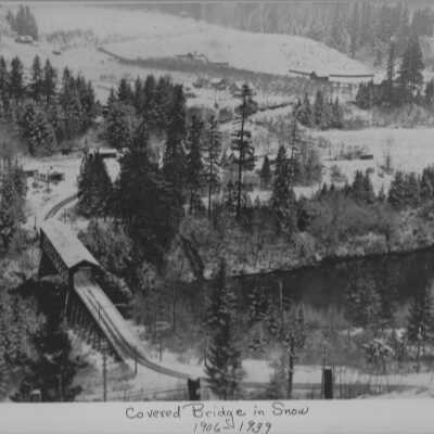 Covered Bridge near Estacada in snow 1906-1937 3 copies