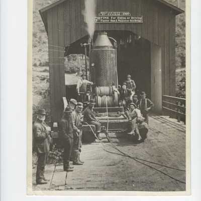 covered Bridge built 1909, with steam engine