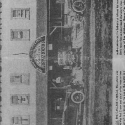 Estacada's first auto garage 1917