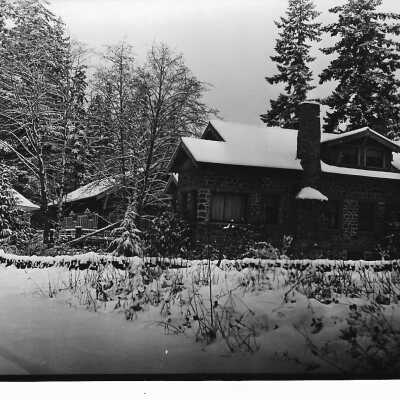 House and Bandstand in Snow