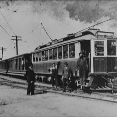 Trolley and Open Cars ready to go Estacada 1908-1930