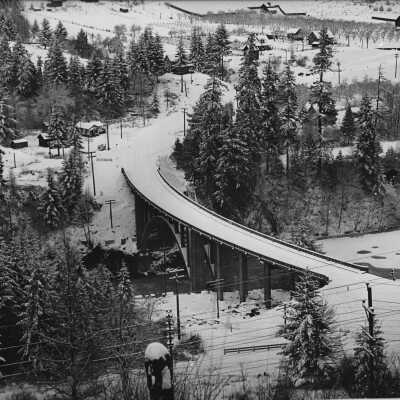 Snow covered bridge