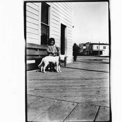 Little Girl and dog at Train Depot