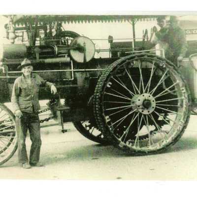 Sam and Houston Barr with Steam Locomotive