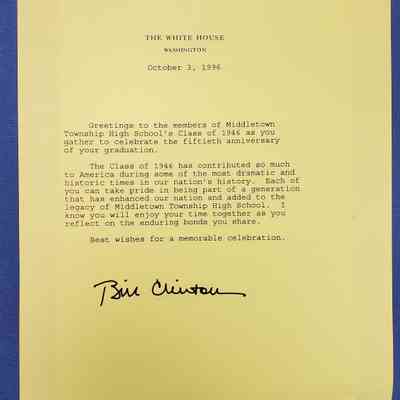 President Clinton Letter for Class of 1946