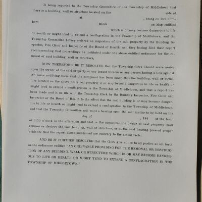 Removal of Dangerous Building Resolution