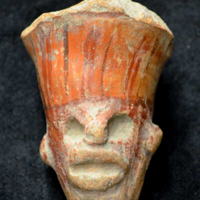 Polychromed Terracotta Head with Headdress