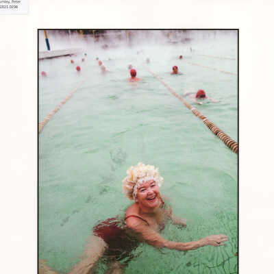 Smiling woman swimming in pool, Chelyabinsk, Russia