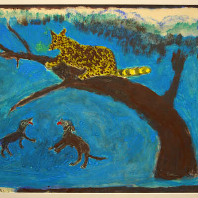 Untitled (dogs and racoon)