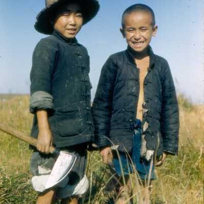 Boys In Field, Hangchow, China