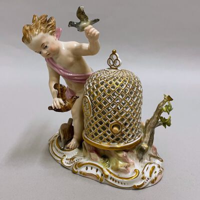 Putto with Birds and Cage Depicting Air