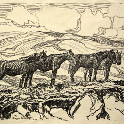Horses in a Hilly Pasture