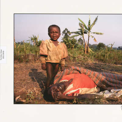 A Rwandan orphan during the crisis of the Rwandan genocide, the Zaire-Rwandan border, near Goma, Zaire