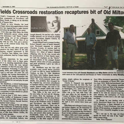 Fields Crossroads restoration