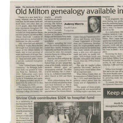 Old Milton Genealogy Available in New Book