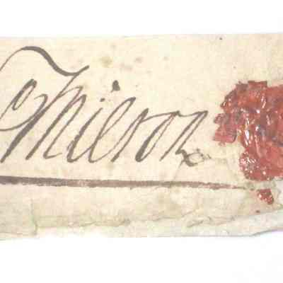 John Milton signature with red wax seal digital asset