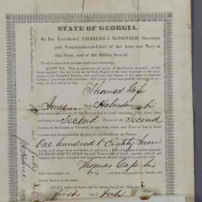 1843 Land Lottery Deed Number 187 Segment C