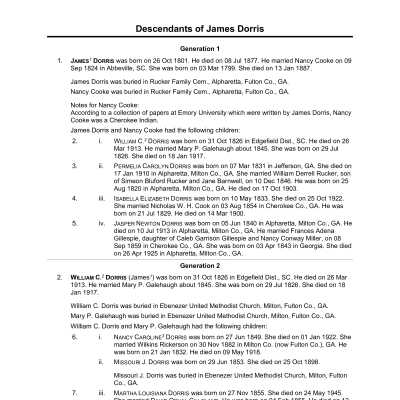 James Dorris Desendants