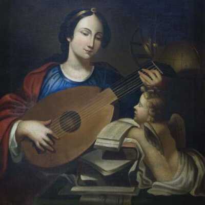 Lute player with cherub