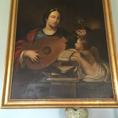 unknown artist - Lute player with cherub - frame