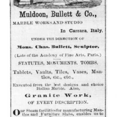 Advertisement for Muldoon, Bullett & Co. Marble Works