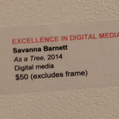 Barnett, As a Tree, Tag for student show in Morlan
