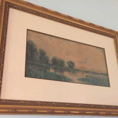 Landscape with Pond & Round Trees